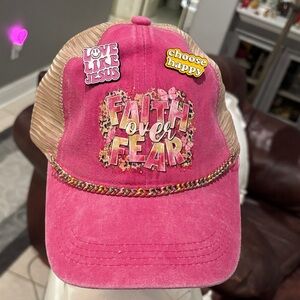Pink Faith Over Fear cap